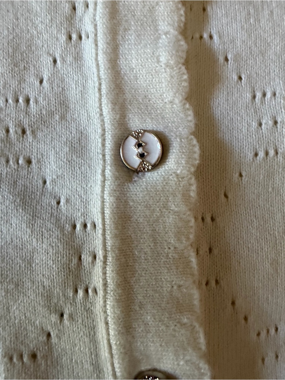 Ellandemm Cream Cropped Cotton Cardigan with Textured Knit S/M - Picture 3 of 8